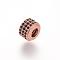 Brass Micro Pave Cubic Zirconia Beads, Cadmium Free & Lead Free, Column, Rose Gold, 9x6.6mm