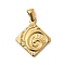 304 Stainless Steel Pendants, Ion Plating(IP), Rhombus with Vortex Charm, Real 18K Gold Plated, 24x20.5x2mm, Hole: 5x2.5mm
