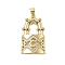 Lock Shape Rack Plating Brass Micro Pave Cubic Zirconia Pendants, Long-Lasting Plated, Lead Free & Cadmium Free, Real 18K Gold Plated, 28x16.5x4mm, Hole: 3.5x5mm