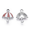Alloy Pendants, with Enamel, Platinum, Umbrella, Pink, 19x15.5x3mm, Hole: 2mm