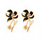 Brass Micro Pave Clear Cubic Zirconia Brooch Findings, with Enamel, For Half Drilled Beads, Leafy Branches, Nickel Free, Flower, Real 18K Gold Plated, 30.5x23x12mm, Pin: 0.8mm, Pin: 0.8mm(for Half Drilled Bead)