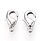 Brass Lobster Claw Clasps, Nickel Free, Real Platinum Plated, 10x6x2.5mm, Hole: 1mm