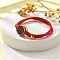 Constellation Nylon Cords Multi-strand Bracelets, Double Chain Jewelry for Women Men, with Golden Brass Findings & Enamel Charm, Red, Leo, 8 inch(20.3cm)