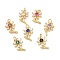 Rack Plating Brass Micro Pave Cubic Zirconia Pendants, with Jump Ring, Cadmium Free & Lead Free, Long-Lasting Plated, Golden, Flower, Mixed Color, 15x10x3.5mm, Jump Ring: 5x0.8mm, Inner Diameter: 3.4mm