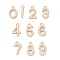 Brass with Rhinestone Pendants, Number Charms, Cadmium Free & Nickel Free & Lead Free, Light Gold, Mixed Shape, 12.5~13x2~7.5x2~2.5mm, Hole: 1.6~1.8mm
