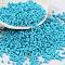Baking Paint Glass Seed Beads, Cylinder, Medium Turquoise, 2x1.5mm, Hole: 1mm, about 50398pcs/pound