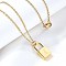 304 Stainless Steel Rolo Chain Pendant Necklaces, Padlock Necklaces for Women Men, Locks with Letter, Letter I, 17.64 inch(44.8cm)