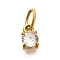 304 Stainless Steel Rhinestone Charms, Ion Plating(IP), Flat Round Charms, Clear, 8x5.5x3.5mm, Hole: 4.5x3mm
