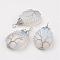 Opalite Big Pendants, teardrop, Brass Wire Wrapped Pendants, Platinum, 50~55x31x11mm, Hole: 5mm
