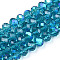 Electroplate Glass Beads Strands, Half Rainbow Plated, Faceted, Rondelle, Steel Blue, 3.5~3.8x3mm, Hole: 0.4mm, about 105~110pcs/strand, 29~31cm