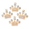 Alloy Enamel Pendants, with Rhinestone, Cadmium Free & Nickel Free & Lead Free, Light Gold, Crown, Crystal, 17x20.5x4mm, Hole: 1.6mm
