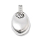 Brass Pendants, Cadmium Free & Lead Free, with Micro Pave Cubic Zirconia, Oval, Platinum, 38x20.5x11.5mm, Hole: 1.8mm