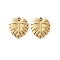 304 Stainless Steel Pendants, Tropical Leaf Charms, Real 14K Gold Plated, 16x14x1.5mm, Hole: 1.4mm