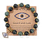 Natural Rhyolite Jasper Round Beads Stretch Bracelets, Alloy Micro Pave Clear Cubic Zirconia Evil Eye Charm Bracelets for Women, 7-1/2 inch(19cm)