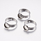Tarnish Resistant Adjustable 304 Stainless Steel Finger Rings Components, Pad Ring Base Findings, Flat Round, Stainless Steel Color, Tray: 8mm, Size 7, 17mm