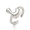 Brass Letter Open Cuff Rings for Women, Cadmium Free & Lead Free, Adjustable, Platinum, Letter L, 15~16.5x7~16.5mm