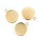 Rack Plating 304 Stainless Steel Pendant Cabochon Settings, Plain Edge Bezel Cups, Flat Round, Real 24K Gold Plated, Tray: 20mm, 27x22x2mm, Hole: 3mm