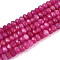 Natural White Jade Bead Strands, Dyed, Faceted, Rondelle, Medium Violet Red, 4~5x3mm, Hole: 0.5mm, about 115~120pcs/strand, 13.39~13.98 inch(34~35.5cm)