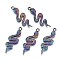 Alloy Pendants, Cadmium Free & Lead Free, Snake, Rainbow Color, 41x14x5mm, Hole: 2mm