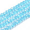 Electroplate Glass Beads Strands, AB Color Plated, Faceted, Rondelle, Cyan, 4x3mm, Hole: 0.4mm, about 110~115pcs/strand, 39~40cm