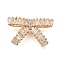 Rack Plating Brass Clear Cubic Zirconia Bowknot Connector Charms, Long-Lasting Plated, Lead Free & Cadmium Free, Light Gold, 14x22x7mm, Hole: 1.4mm