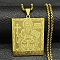 201 Stainless Steel Box Chain Saint Benedict Medal Rectangle Necklaces, Golden, 23.43 inch(59.5cm)