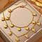 304 Stainless Steel Heart Pendant Curb Chain Necklaces & Bracelets Sets for Women, Golden, 7.28 inch(18.5cm), 16.14 inch(41cm), 2pcs/set
