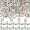 200Pcs Brass Rhinestone Spacer Beads, Grade A, Straight Flange, Silver Color Plated, Rondelle, Crystal AB, 8x3.8mm, Hole: 1.5mm, 200pcs/set
