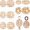 20Pcs 5 Styles Hollow Wooden Pendants, Undyed, Laser Cut, Football & Baseball & Basketball & Volleyball & Rugby, BurlyWood, 19.5~32x2mm, Hole: 2~2.2mm, 4pcs/style