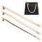 3Pcs 3 Colors Imitation Leather & ABS Plastic Imitation Pearl Double Strand Bag Handles, with Alloy Chain & Swivel Clasps, Enamel Heart Bowknot Charm, Mixed Color, 36.5x1.5cm, 1pc/color