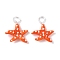 Handmade Lampwork Pendants, Starfish, Orange Red, 34~40x31~36.5x6~9mm, Hole: 3~7mm