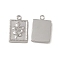 Non-Tarnish 201 Stainless Steel Pendants, Rectangle with Snake Charm, Stainless Steel Color, 16x10.5x2mm, Hole: 1.5mm