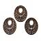 Walnut Wood Pendants, Oval, Coconut Brown, 38x29x2mm, Hole: 2mm