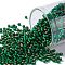TOHO Round Seed Beads, Japanese Seed Beads, (36F) Matte Silver Lined Emerald Green, 11/0, 2.2mm, Hole: 0.8mm, about 1110pcs/10g