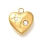 304 Stainless Steel Rhinestone Pendants, Ion Plating(IP), Real 14K Gold Plated, Heart, Crystal, 18.5x16.5x6.5mm, Hole: 2.5mm