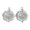 Rack Plating Brass Micro Pave Cubic Zirconia Pendants, Cadmium Free & Nickel Free & Lead Free, Sun, Real Platinum Plated, 19x15x4mm, Hole: 1.4mm