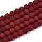 Opaque Glass Beads Strands, Frosted, Round, Dark Red, 4~4.5mm, Hole: 0.8mm, about 97~99pcs/strand, 14.76 inch~14.96 inch(37.5~38cm)