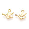 Brass Micro Pave Clear Cubic Zirconia Pendants, Bird Charms, Nickle Free, Real 18K Gold Plated, 12x11.9x1.9mm, Hole: 1.4mm