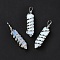Opalite Big Pointed Pendants, Eco-Friendly Copper Wire Wrapped, Platinum, Cadmium Free & Lead Free, Bullet, 54.5x14x13.5mm, Hole: 8mm