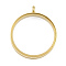 Ion Plating(IP) 304 Stainless Stee Locket Pendants, with Glass, Flat Round Charm, Real 18K Gold Plated, 41x34x6mm, Hole: 5mm