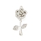 Brass Micro Pave Clear Cubic Zirconia Pendants, Nickel Free, Flower, Platinum, 31x14x6mm, Hole: 1.2mm