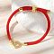 Adjustable Nylon Cord Bracelets, Brass Micro Pave Cubic Zirconia Letter Charms Jewelry for Women Men, Rack Plating, Long-Lasting Plated, Letter D, 1/8 inch(0.3cm), Inner Diameter: 2-5/8 inch(6.6cm)