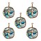 5Pcs Natural Abalone Shell/Paua Shell Pendants, with Real 18K Gold Plated Brass Findings, Cadmium Free & Lead Free, Long-Lasting Plated, Flat Round Charm, Cross Pattern, 18x13.5x2mm, Hole: 2x3mm