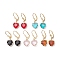 Glass Leverback Earring, with Brass Finding, Heart, Mixed Color, 34x12.5mm
