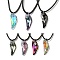 Waxed Cord Necklaces, K9 Glass Pendant Necklaces, Nuggets, Mixed Color, 17.72 inch(45cm)