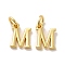 Brass Pendants, Cadmium Free & Nickel Free & Lead Free, with Jump Ring, Letter M, 10x8x1.5mm, Ring: 5x1mm, inner diameter: 3mm