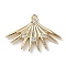 Brass Micro Pave Clear Cubic Zirconia Pendants, Cadmium Free & Nickel Free & Lead Free, Fan, Real 18K Gold Plated, 16x23x2.5mm, Hole: 1mm