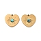 Ion Plating(IP) 316 Stainless Steel Pendants, Nickel Free, Synthetic Turquoise Heart Charms, Real 18K Gold Plated, 13.5x15x3mm, Hole: 1.2mm