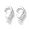 Rack Plating Brass Lobster Claw Clasps, Long-Lasting Plated, Lead Free & Cadmium Free, Silver, 10x5.5x2mm, Hole: 1mm