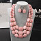 Bohemian Style Acrylic Faceted Rectangle Beaded Multilayer Necklaces & Dangle Earrings Sets, Pink, 420mm